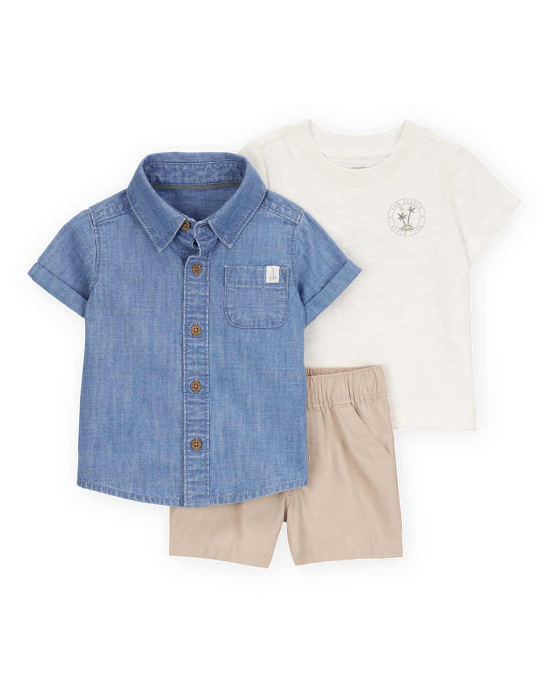 Baby Boy 3-Piece Tropical Short Set, image 1 of 6 slides