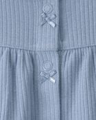 Baby Girl Rib Short-Sleeve Romper - Blue, image 2 of 3 slides