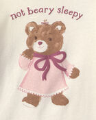 Girls 4-Piece Varsity Bear 100% Cotton Snug Fit Pyjama Set - Pink/Cream, image 4 of 6 slides