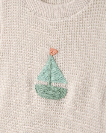 Baby 2-Piece Sailboat Crochet Top & Short Set - Cream, 