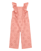 Toddler Eyelet Flutter Jumpsuit - Pink, image 1 of 4 slides