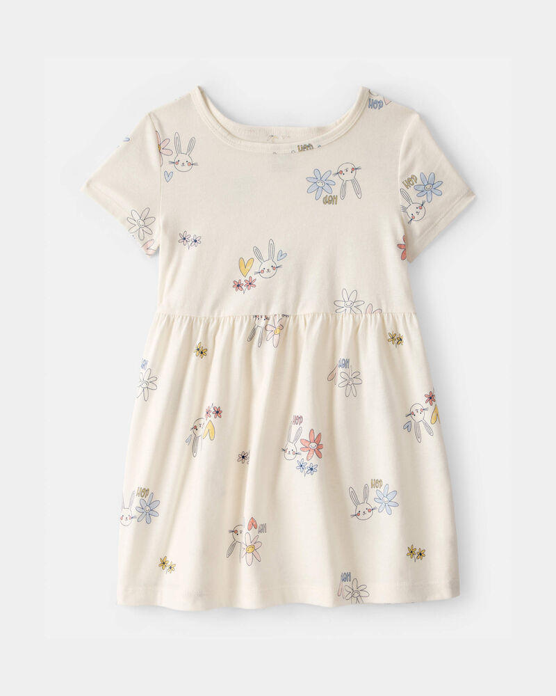 Toddler Girl Easter Bunny Short-Sleeve Dress - Cream, image 1 of 4 slides