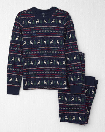 Adultes Pyjama 2 pi&egrave;ces en coton biologique &agrave; motif jacquard, 