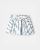 Tout-petit fille - Jupe-short &agrave; rayures et citrons - Bleu/Ivoire, image 1 sur 3 diapositives
