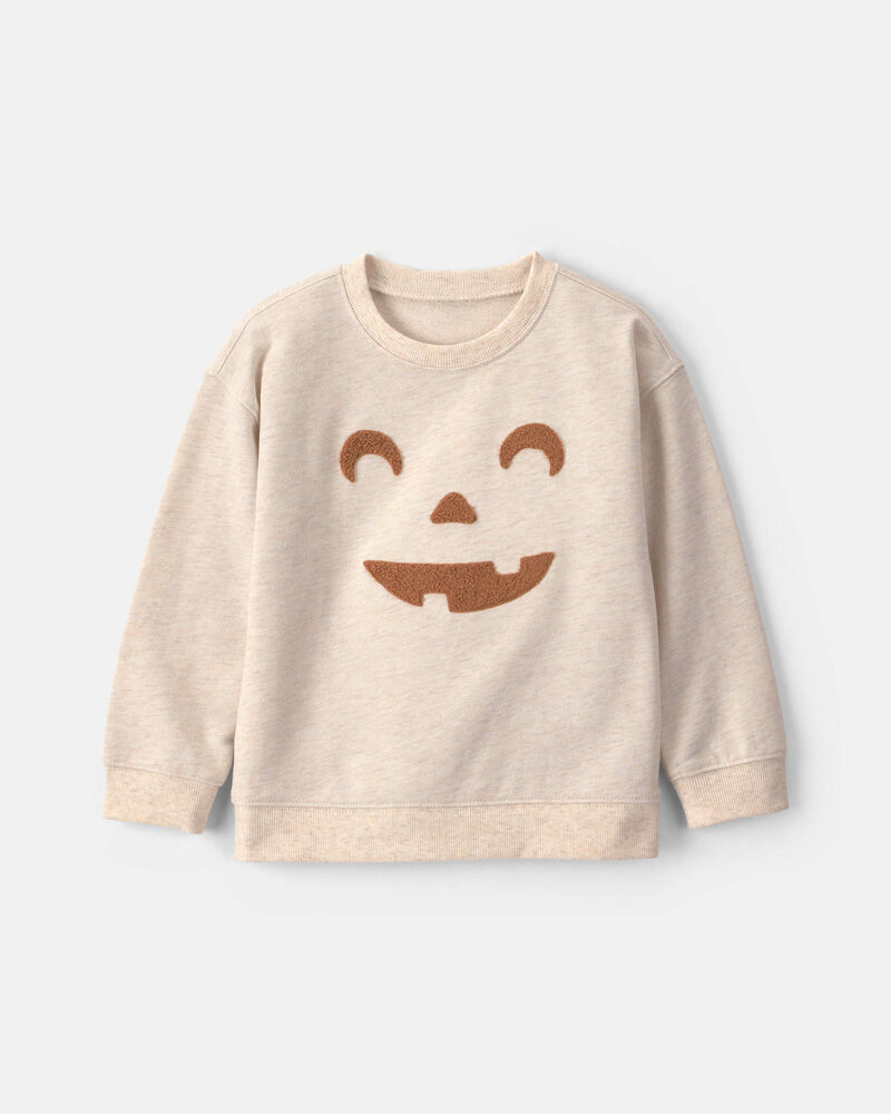 Toddler Pumpkin Halloween Pullover Sweatshirt - Cream, image 1 of 4 slides