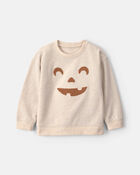 Toddler Pumpkin Halloween Pullover Sweatshirt - Cream, image 1 of 4 slides