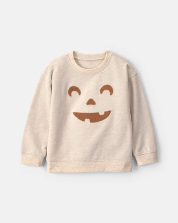Toddler Pumpkin Halloween Pullover Sweatshirt - Cream, 