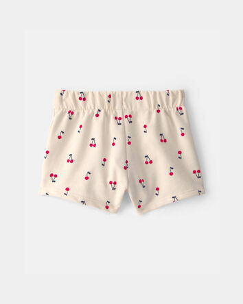 Baby Girl Cherry French Terry Shorts - Cream, 