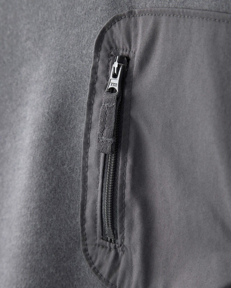 Tout-petit gar&ccedil;on - Chandail en jersey bouclette &agrave; passer par-dessus la t&ecirc;te avec fermeture &agrave; glissi&egrave;re - Gris, image 2 sur 3 diapositives