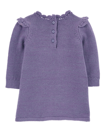 Baby Long-Sleeve Sweater Knit Dress - Purple, 