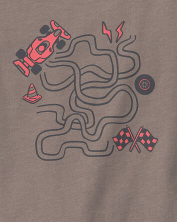 Tout-petit gar&ccedil;on - T-shirt manches longues &agrave; imprim&eacute; voiture de course &ndash; Gris, 