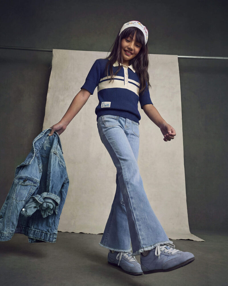 Girls Denim Flare Jeans - Light Wash, image 4 of 5 slides