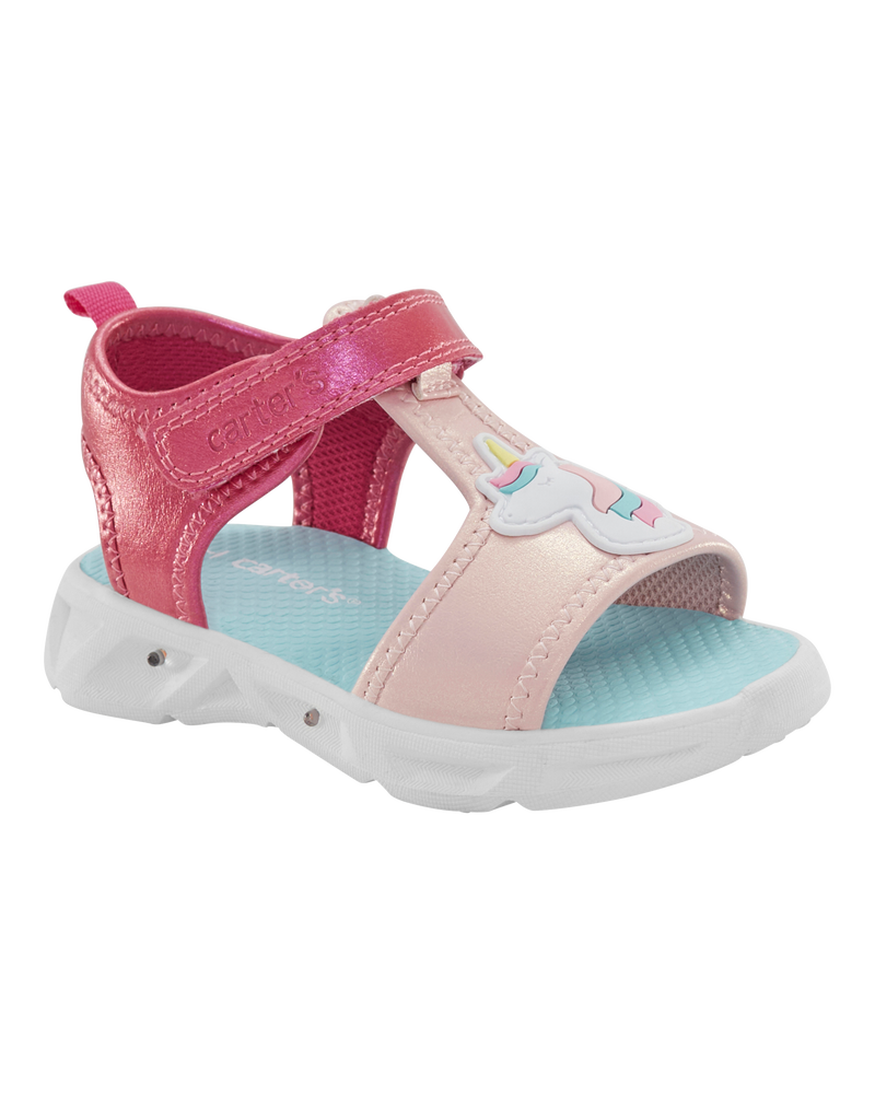 Toddler Unicorn Rainbow Light Up Sandals, image 1 of 7 slides