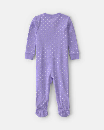 Baby Girl 1-Piece Pets 2-Way Zip 100% Cotton Snug Fit Footed Pyjama - Purple, 