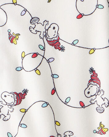 Tout-petit - Pyjama 2 pièces ample en molleton à manches longues à imprimé Snoopy de Peanuts - Blanc, 