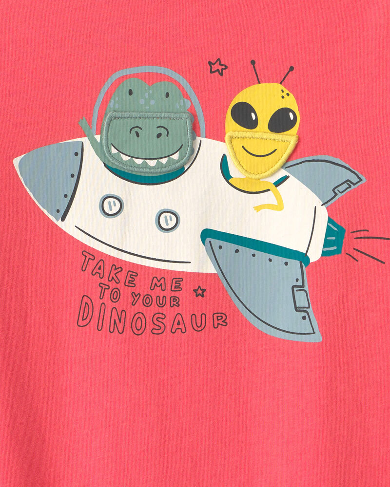T-shirt manches longues &agrave; motif dinosaure de l&rsquo;espace pour tout-petit - Orange, image 3 sur 3 diapositives
