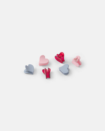 Toute-petit fille - Emballage 6 pinces &agrave; cheveux en c&oelig;ur &ndash; Rouge/Bleu/Rose, 