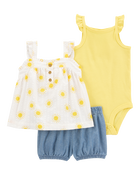 Bébé fille - Ensemble 3 pièces - Jaune/Chambray, image 1 sur 5 diapositives