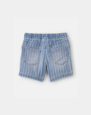 Tout-petit gar&ccedil;on - Short en denim &agrave; cordon de serrage et rayures - D&eacute;lav&eacute; clair, 