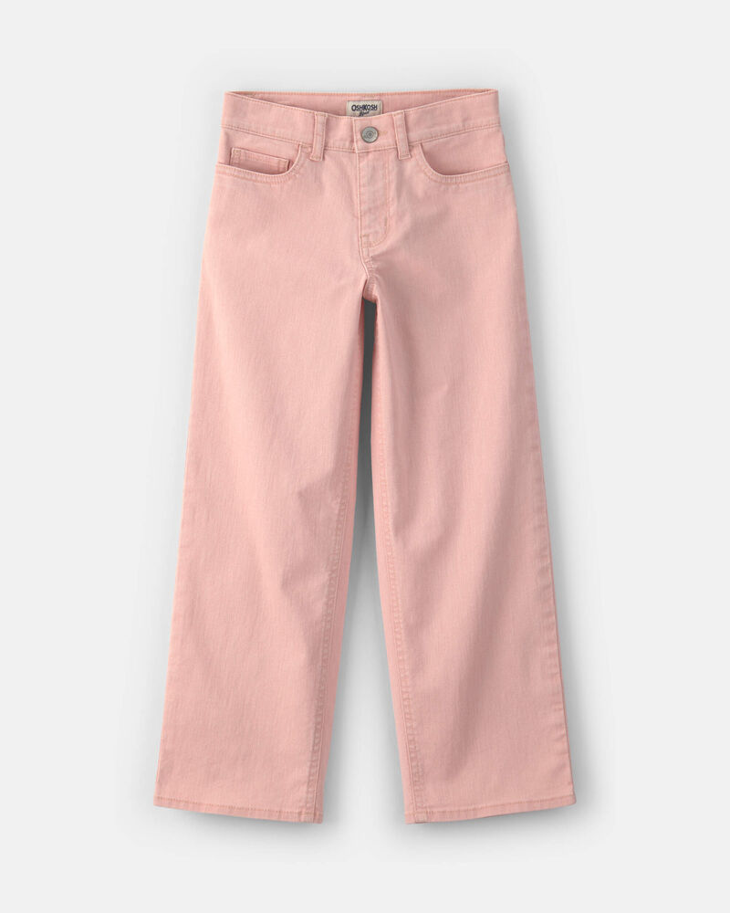 Girls Twill Relaxed Straight-Leg Pants - Pink, image 1 of 4 slides