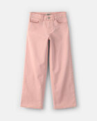 Girls Twill Relaxed Straight-Leg Pants - Pink, image 1 of 4 slides