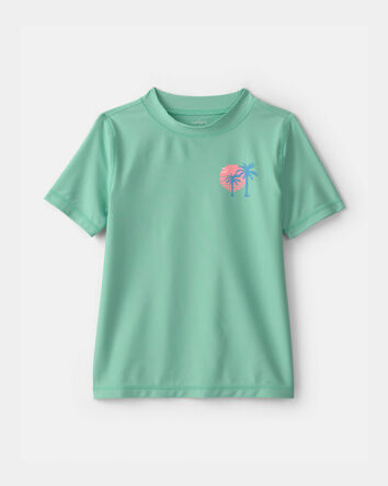 Boys Palm Tree Tropical Short-Sleeve Rashguard - Green, 