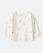 Baby Girl Winter Print Long-Sleeve Top - White, image 1 of 3 slides