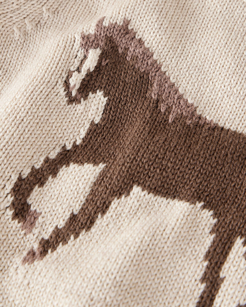 B&eacute;b&eacute; - Chandail en tricot de coton biologique &agrave; motif cheval, image 2 sur 3 diapositives