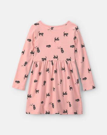 Filles - Robe manche longues &agrave; motif chat d&rsquo;Halloween &ndash; Rose, 