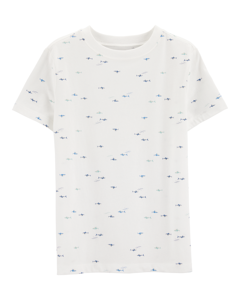 Kid Shark Cotton-Blend Tee - White, image 1 of 3 slides
