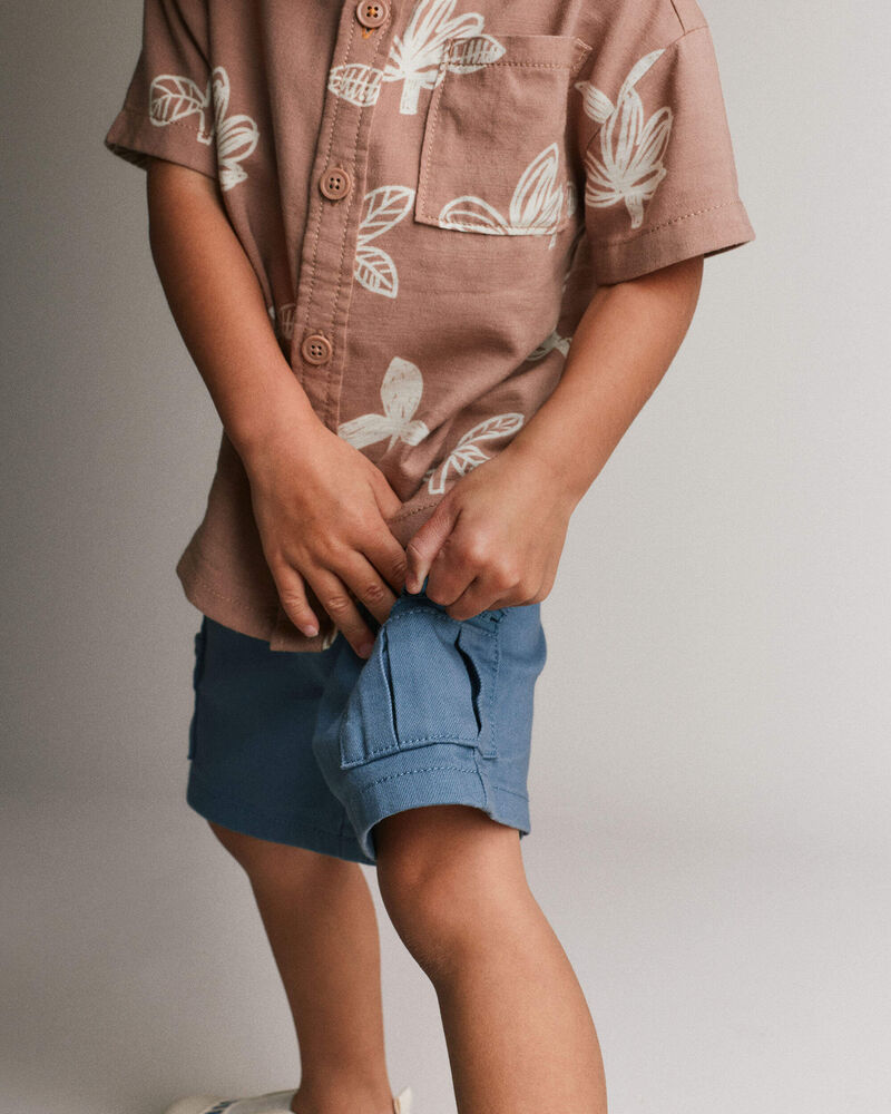 Toddler Boy Cargo Short with Zipper Pocket - Slate, image 4 of 6 slides