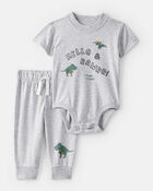 Baby Boy Dinosaur Bodysuit & Pant Set, image 1 of 2 slides