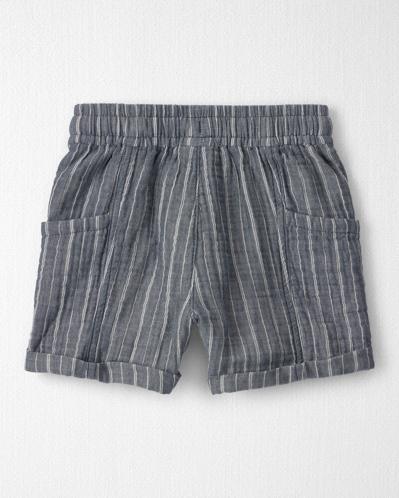 Toddler Boy 2-Piece Organic Cotton Gauze Short Set in Cream, image 3 of 7 slides