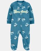 Baby Boy Little Brother Fleece Zip-Up Sleeper - Blue, image 1 of 3 slides
