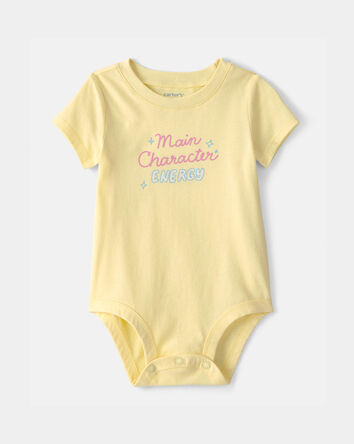 Baby 'Main Character Energy' Graphic Bodysuit - Yellow, 