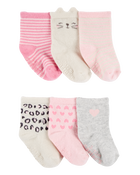 Baby 6-Pack Kitty Heart Booties, image 1 of 2 slides