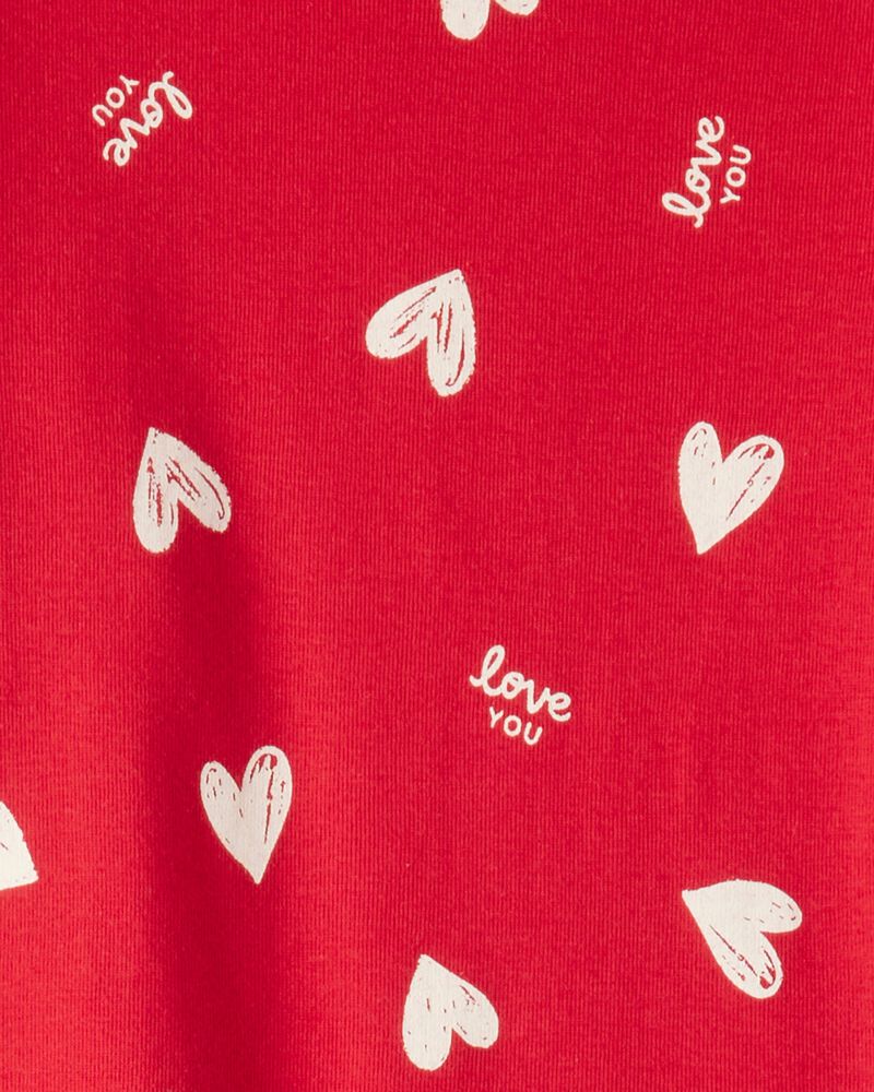 Kid Valentine's Day Heart 100% Cotton Snug Fit 2-Piece Pyjamas - Red, image 2 of 3 slides