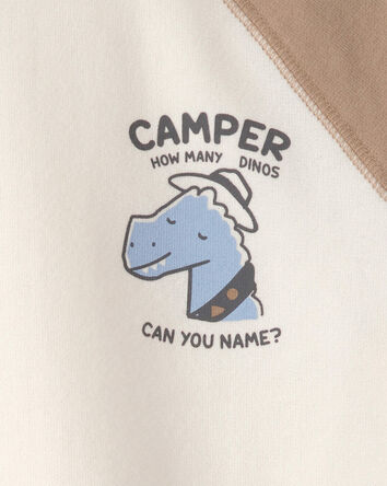 Toddler Boy Dinosaur French Terry Pullover Sweatshirt - Brown/Ivory, 