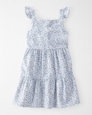 Toddler Organic Cotton Floral-Print Dress in Blue, 