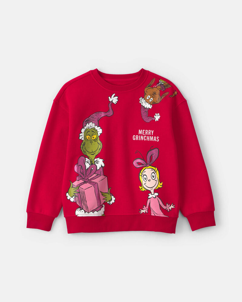 Filles - Chandail en molleton de No&euml;l Le Grincheux de Dr. Seuss &ndash; Rouge, image 1 sur 1 diapositives