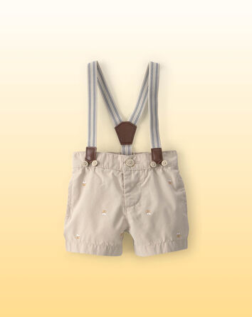 Baby Boy Disney&copy; Winnie the Pooh Honey Bee Suspender Shorts - Khaki, 