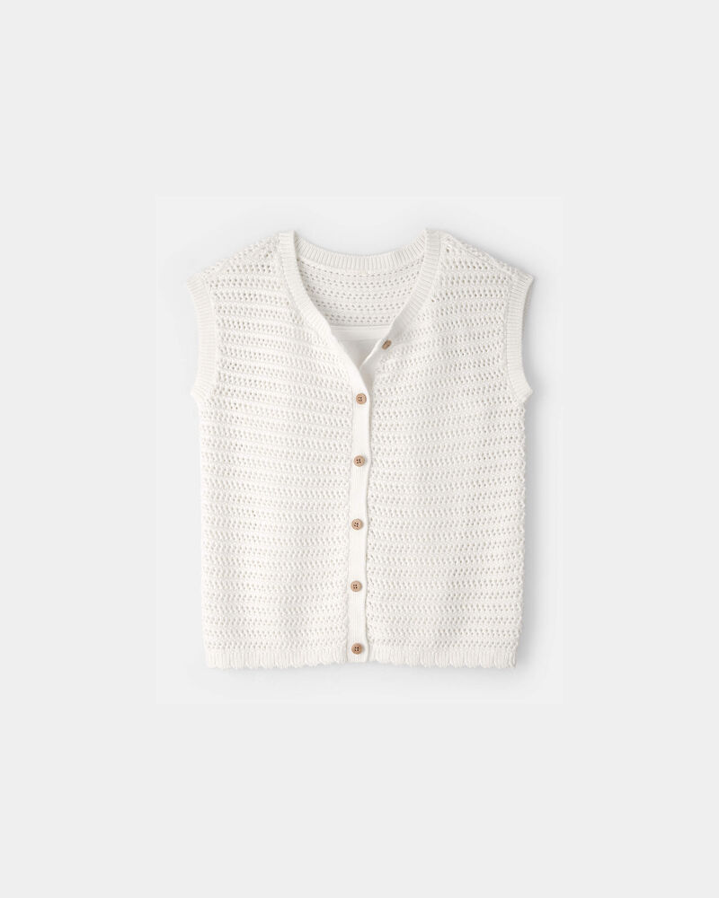 Filles - Ensemble 2 pi&egrave;ces avec gilet - Blanc, image 2 sur 4 diapositives