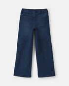 Girls Floral Denim Wide-Leg Jeans - Dark Wash, image 2 of 5 slides
