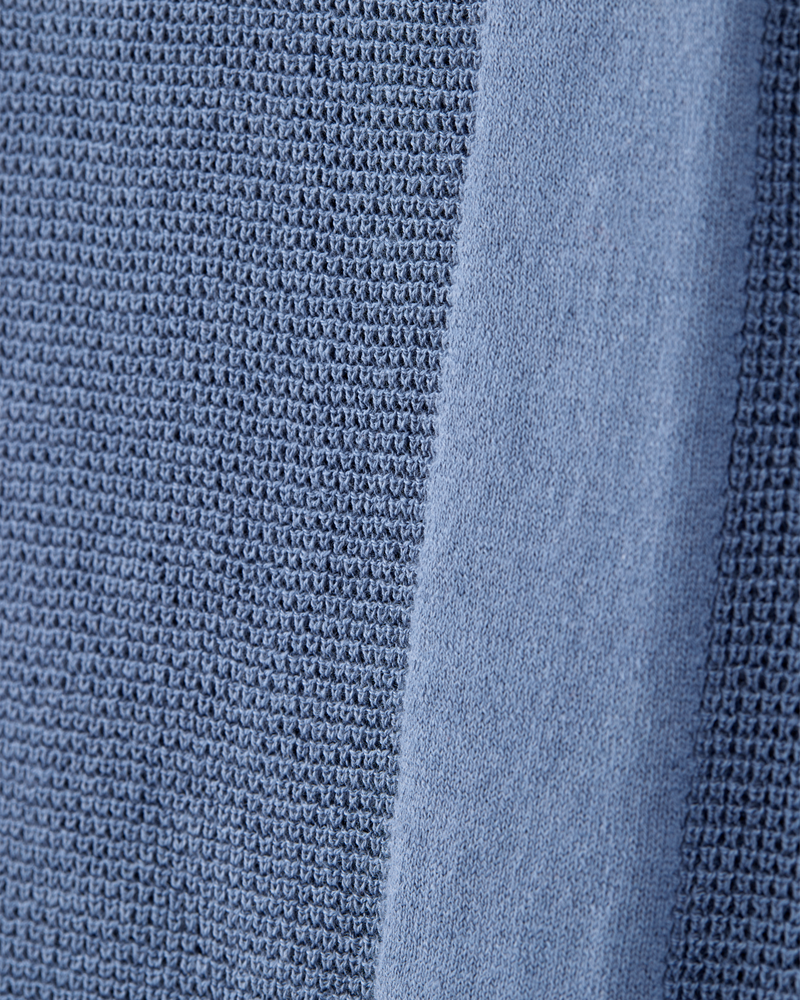Kid Double Stripe Polo Knit Shirt - Blue, image 2 of 4 slides