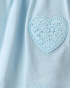 Baby Girl Heart Sleeveless Bodysuit Dress - Blue, image 3 of 4 slides