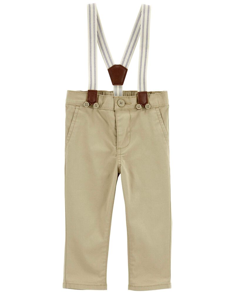 Bébé Pantalon en sergé avec bretelles, image 1 sur 3 diapositives