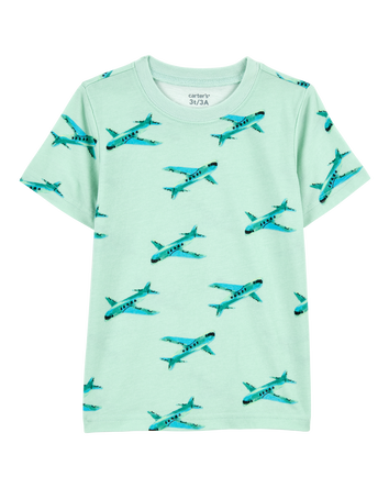 Toddler Airplane Print Knit Short-Sleeve Tee, 