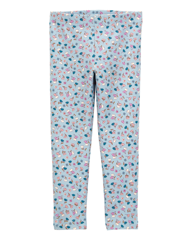 Baby Girl Floral Stretch Leggings - Blue, image 1 of 5 slides