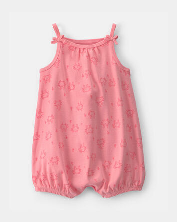 Baby Girl Crab Sleeveless Romper - Pink, 