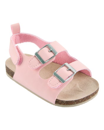 Baby Buckle Faux Cork Sandals, 
